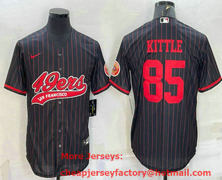 Men's San Francisco 49ers #85 George Kittle Black With Patch Cool Base Stitched Baseball Jersey