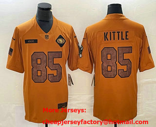 Men's San Francisco 49ers #85 George Kittle Brown 2023 Salute To Service Limited Stitched Jersey