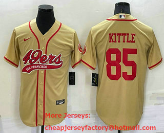 Men's San Francisco 49ers #85 George Kittle Gold Stitched Cool Base Nike Baseball Jersey