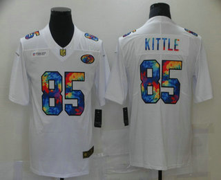 Men's San Francisco 49ers #85 George Kittle Multi-Color White 2020 NFL Crucial Catch Vapor Untouchable Nike Limited Jersey