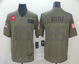Men's San Francisco 49ers #85 George Kittle NEW Olive 2019 Salute To Service Stitched NFL Nike Limited Jersey
