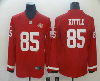 Men's San Francisco 49ers #85 George Kittle Nike Red Therma Long Sleeve Limited Jersey
