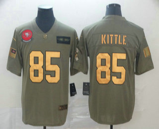 Men's San Francisco 49ers #85 George Kittle Olive Gold 2019 Salute To Service Stitched NFL Nike Limited Jersey