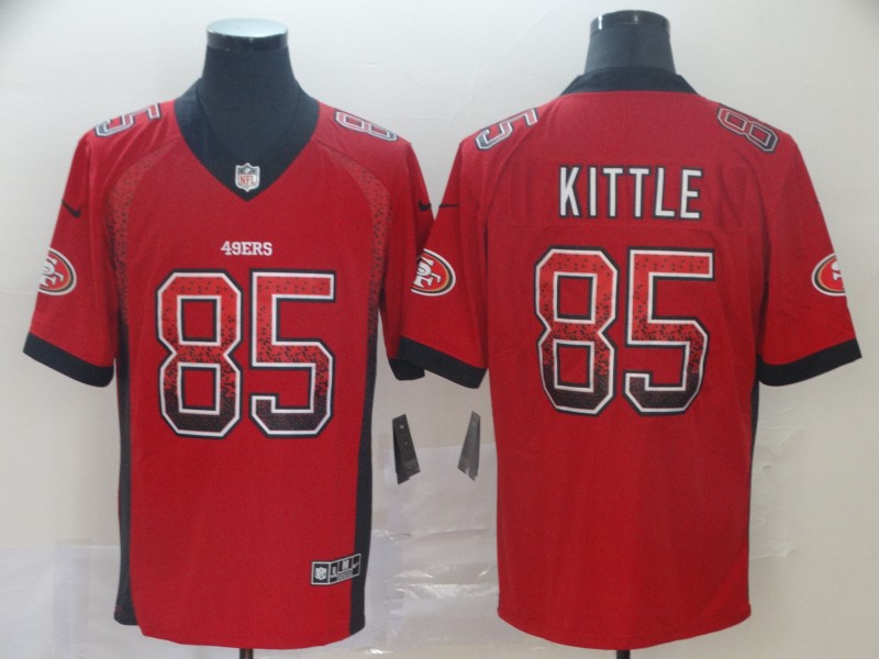 Men's San Francisco 49ers #85 George Kittle Red 2019 Fashion Drift Color Rush Stitched NFL Nike Limited Jersey