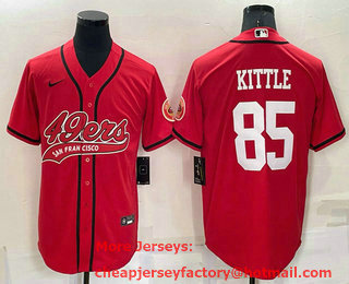 Men's San Francisco 49ers #85 George Kittle Red Stitched Cool Base Nike Baseball Jersey
