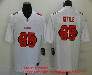 Men's San Francisco 49ers #85 George Kittle White 2020 Shadow Logo Vapor Untouchable Stitched NFL Nike Limited Jersey