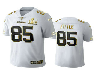 Men's San Francisco 49ers #85 George Kittle White Super Bowl LIV Golden Edition Jersey