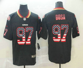 Men's San Francisco 49ers #97 Nick Bosa 2019 USA Flag Fashion Black Color Rush Stitched Nike Limited Jersey