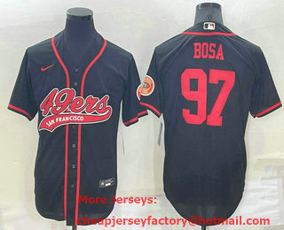 Men's San Francisco 49ers #97 Nick Bosa Black Stitched Cool Base Nike Baseball Jersey