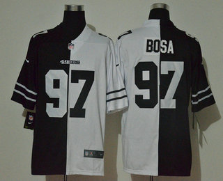 Men's San Francisco 49ers #97 Nick Bosa Black White Peaceful Coexisting 2020 Vapor Untouchable Stitched NFL Nike Limited Jersey