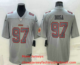 Men's San Francisco 49ers #97 Nick Bosa LOGO Grey Atmosphere Fashion 2022 Vapor Untouchable Stitched Limited Jersey