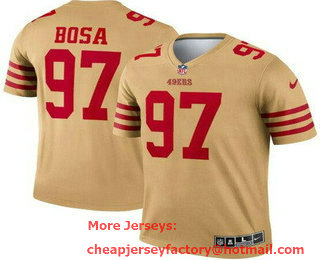 Men's San Francisco 49ers #97 Nick Bosa Limited Gold Inverted 2022 Vapor Jersey