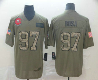 Men's San Francisco 49ers #97 Nick Bosa Olive Camo 2019 Salute To Service Stitched NFL Nike Limited Jersey