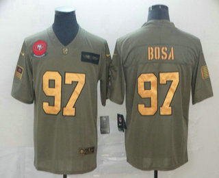 Men's San Francisco 49ers #97 Nick Bosa Olive Gold 2019 Salute To Service Stitched NFL Nike Limited Jersey