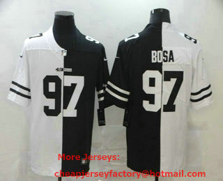 Men's San Francisco 49ers #97 Nick Bosa White Black Peaceful Coexisting 2020 Vapor Untouchable Stitched NFL Nike Limited Jersey