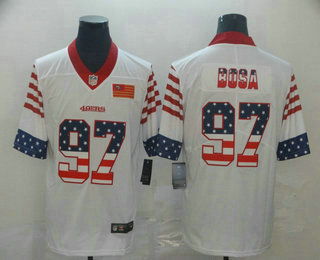 Men's San Francisco 49ers #97 Nick Bosa White Independence Day Stars & Stripes Jersey