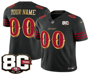 Men's San Francisco 49ers Active Player Custom Limited Black 80th Anniversary Rivalries FUSE Vapor Jersey
