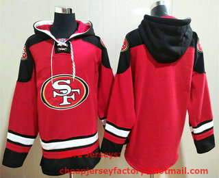 Men's San Francisco 49ers Blank Red Ageless Must Have Lace Up Pullover Hoodie