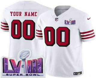 Men's San Francisco 49ers Customized Limited White Throwback LVIII Super Bowl FUSE Vapor Jersey