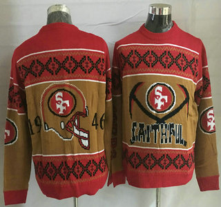Men's San Francisco 49ers Yellow With Red NFL Sweater