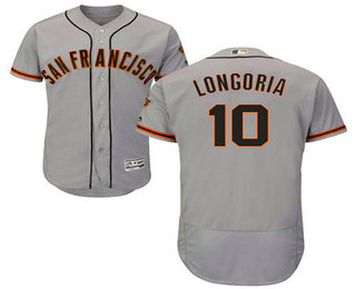 Men's San Francisco Giants #10 Evan Longoria Gray Road Stitched MLB Flex Base Jersey