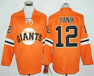 Men's San Francisco Giants #12 Joe Panik Orange Long Sleeve Baseball Jersey