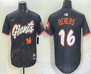 Men's San Francisco Giants #16 Rafael Devers Black 2025 City Connect Limited Jersey
