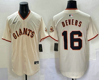Men's San Francisco Giants #16 Rafael Devers Cream Limited Stitched Jersey