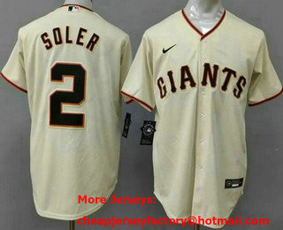 Men's San Francisco Giants #2 Jorge Soler Cream Stitched MLB Cool Base Nike Jersey