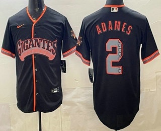 Men's San Francisco Giants #2 Willy Adames Black 2026 Alternate Stadium Stitched Jersey