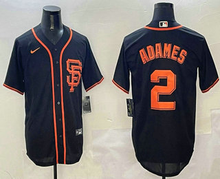 Men's San Francisco Giants #2 Willy Adames Black Cool Base Nike Stitched Jersey