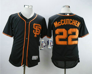 Men's San Francisco Giants #22 Andrew McCutchen Black SF Stitched MLB Flex Base Jersey