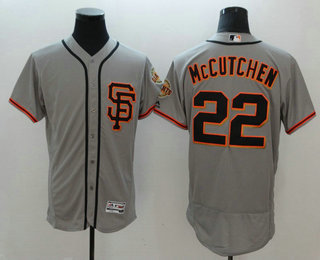 Men's San Francisco Giants #22 Andrew McCutchen Gray Road Stitched MLB Flex Base Jersey