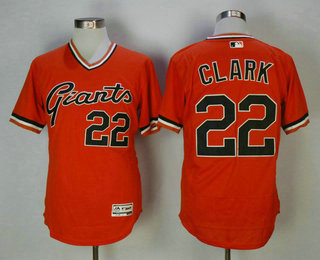 Men's San Francisco Giants #22 Will Clark Retired Orange Pullover Stitched MLB Flex Base Jersey