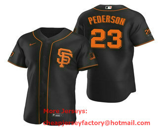 Men's San Francisco Giants #23 Joc Pederson Black Flex Base Stitched Jersey