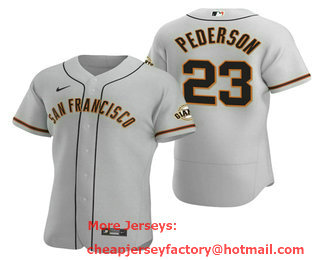 Men's San Francisco Giants #23 Joc Pederson Gray Flex Base Stitched Jersey