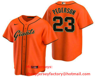 Men's San Francisco Giants #23 Joc Pederson Orange Cool Base Stitched Jersey