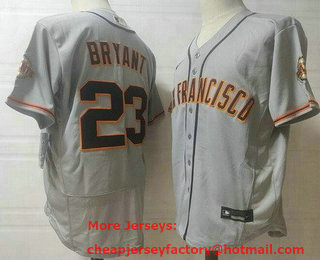 Men's San Francisco Giants #23 Kris Bryant Grey Stitched MLB Flex Base Nike Jersey