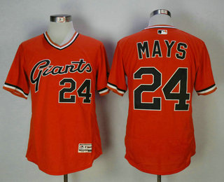 Men's San Francisco Giants #24 Willie Mays Orange Pullover Stitched MLB Flex Base Jersey