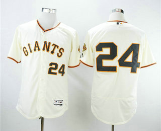 Men's San Francisco Giants #24 Willie Mays Retired Cream Stitched MLB Majestic Flex Base Jersey