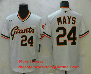Men's San Francisco Giants #24 Willie Mays White Pullover Throwback Cooperstown Collection Stitched MLB Nike Jersey
