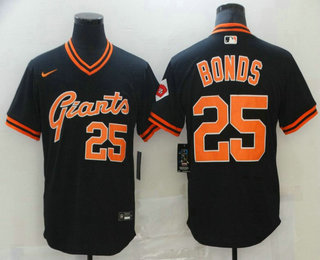 Men's San Francisco Giants #25 Barry Bonds Black Pullover Throwback Cooperstown Collection Stitched MLB Nike Jersey