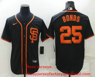 Men's San Francisco Giants #25 Barry Bonds Black With SF Stitched MLB Cool Base Nike Jersey