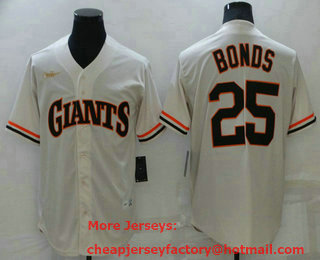 Men's San Francisco Giants #25 Barry Bonds Cream Cooperstown Collection Cool Base Stitched Nike Jersey