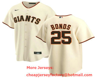 Men's San Francisco Giants #25 Barry Bonds Cream Stitched MLB Cool Base Nike Jersey