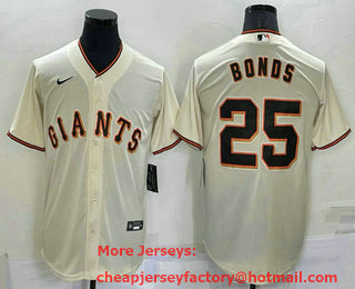 Men's San Francisco Giants #25 Barry Bonds Cream Stitched MLB Cool Base Nike Jersey