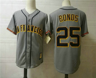 Men's San Francisco Giants #25 Barry Bonds Gray Road Stitched MLB Cool Base Jersey