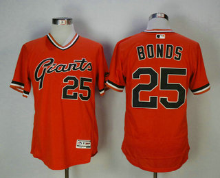 Men's San Francisco Giants #25 Barry Bonds Orange Pullover Stitched MLB Flex Base Jersey