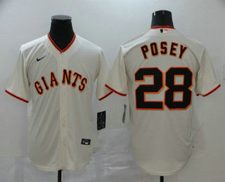 Men's San Francisco Giants #28 Buster Posey Cream Stitched MLB Cool Base Nike Jersey
