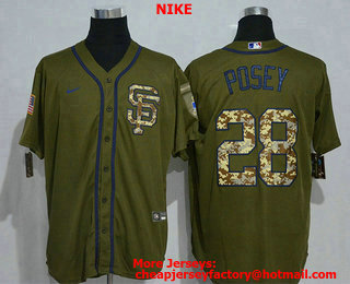 Men's San Francisco Giants #28 Buster Posey Green Salute To Service Stitched MLB Cool Base Nike Jersey